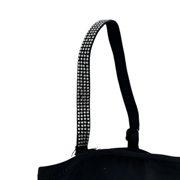 Kendall + Kylie Womens Black Rhinestone Bikini Set Two-Piece Swimsuit Small S - Picture 3 of 12